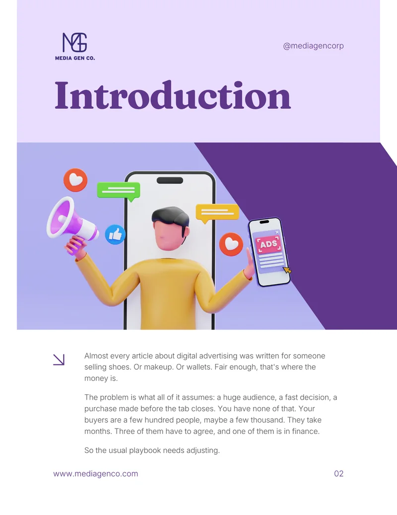 Page 2, Introduction: why most digital advertising advice was written for consumer brands.