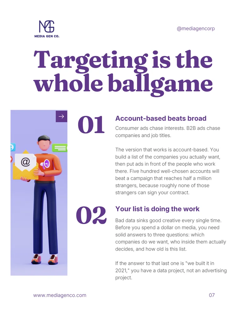 Page 7, Targeting is the whole ballgame: account based beats broad, and your list is doing the work.